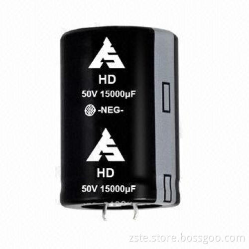 Snap-in Aluminum Electrolytic Capacitor with Large Capacitance, 50V, 15,000uf, 2,000hrs